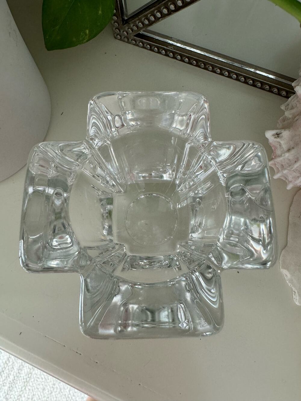 Orrefors Anna Ehrner Cross Crystal Votive Holder